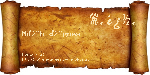 Méh Ágnes névjegykártya
